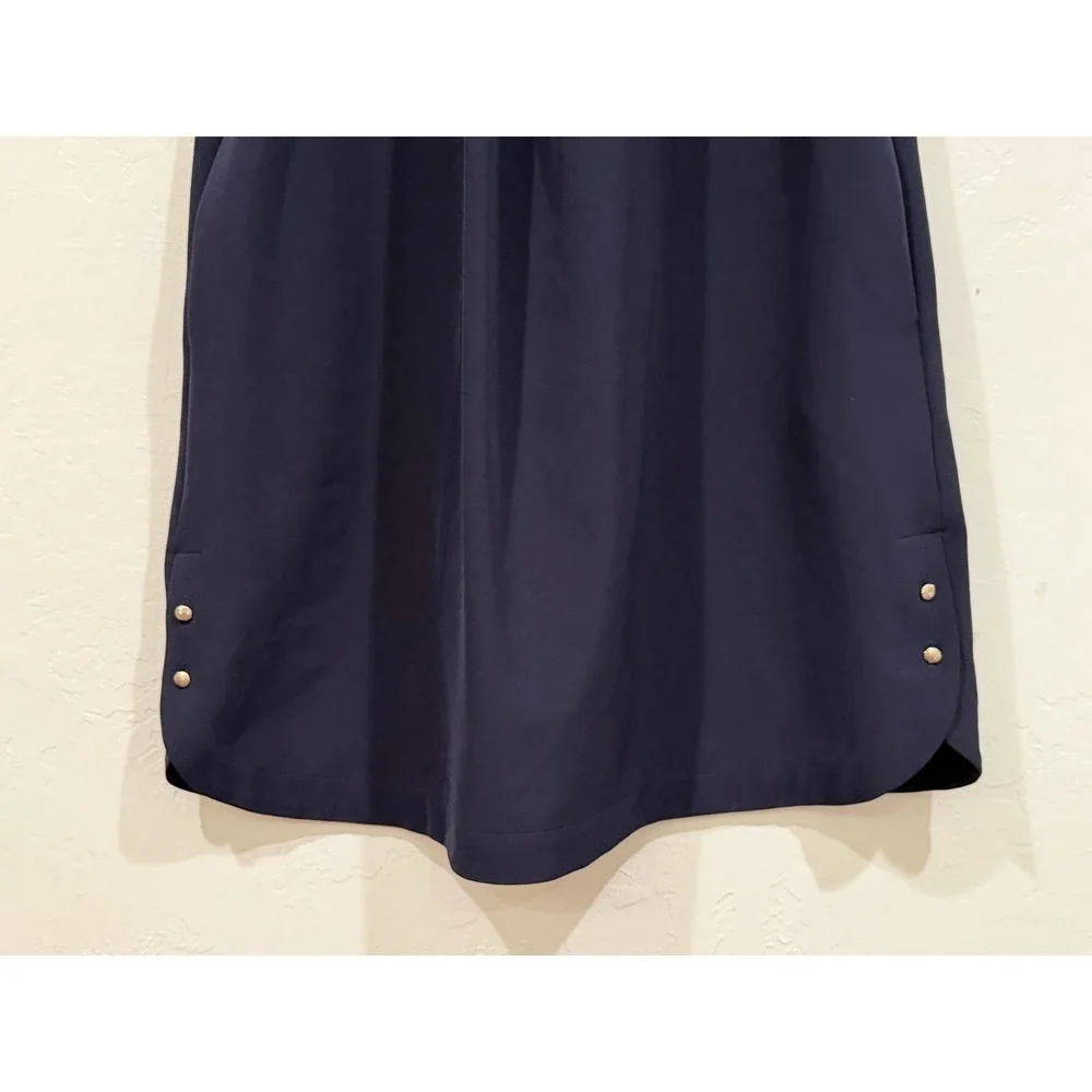 Zara Basic Navy Blue Ruffle Sleeve Pleated Shift Dress with Pockets XL